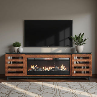 Fireplace TV Stand Console For TVs Up To 100" - Black / Bourbon