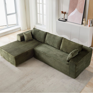 Compression Sectional Couch With Comfy Chaise, Boneless L Shape Sofa With Deep Seat