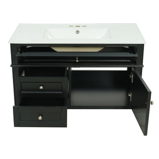 Modern Wall Mounted Floating Cabinet With Double Drawer And Sink