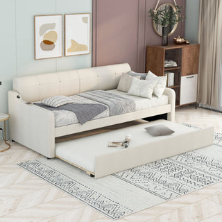Upholstered Daybed With Trundle And USB Charging
