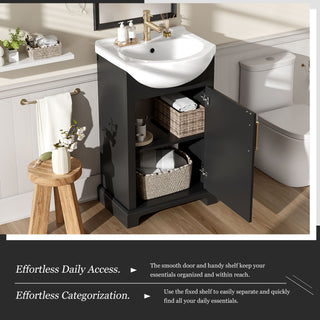 20" Bathroom Vanity With Bulged Sink, Freestanding Single Vanity Set, Soft Close Door