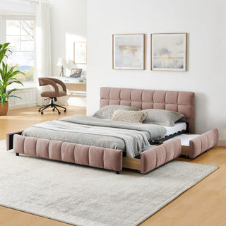 Modern Platform Bed Frame With Thick Fabric