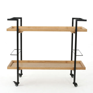Modern Industrial Bar Cart With Shelving And Casters