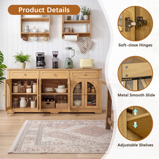 Sideboard Cabinet With 3 Drawers And 6 Arched Glass Doors