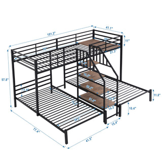 Metal Bunk Bed With Storage Shelves Staircase