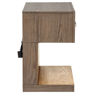 Gibbons - 1 Drawer Nightstand With LED Light - Brown