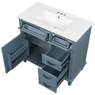 Modern Bathroom Vanity With Sink Top, Flip Drawers, Adjustable Shelf