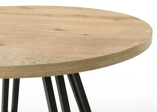 Tate - Round Dining Table With Metal Base - Oak Finish