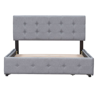 Upholstered Platform Bed With Classic Headboard And Drawers, No Box Spring Needed