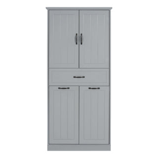 Modern Bathroom Storage Cabinet With Two Laundry Baskets, One Drawer, Adjustable Shelf