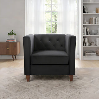 Button Tufted Accent Chair, Square Arms