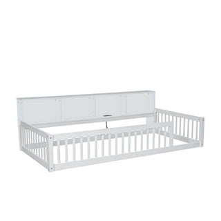 Floor Bed With Storage Cabinets And USB Ports