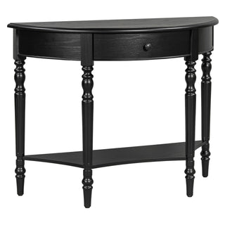 Half Moon Console Table With Drawer & Shelf