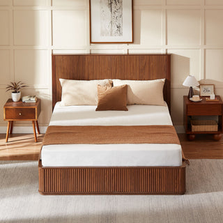 Wave Pattern Headboard Platform Bed Frame