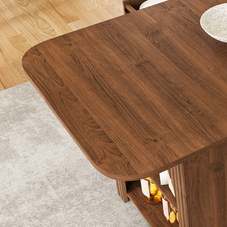 Dining Table With Drawers & Open Storage - Walnut