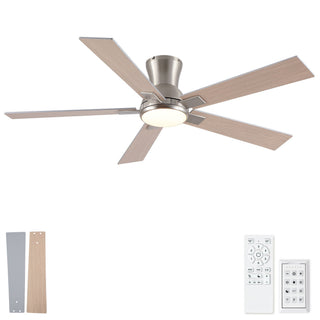 Low Profile Flush Mount Intergrated LED Ceiling Fan With Light And Reversible Quiet Motor