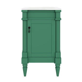 Bathroom Vanity With Sink, Compact Storage Cabinet With Door, Adjustable Shelf, Rectangular Style - Green