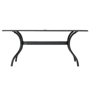 Outdoor Aluminum Dining Table With Lattice Design And Center Umbrella Hole - Black