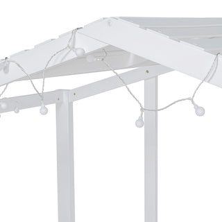 Loft House Bed With Ladder And Slide, With board And Light Strip On The Roof
