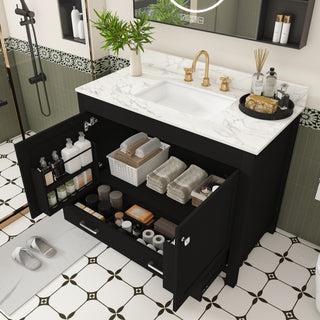 Bathroom Vanity Set, Sink And Faucet Holes Included - Black