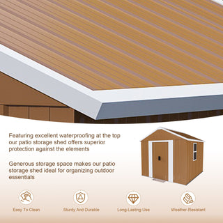 Heavy Duty Metal Storage Shed With Windows, Lockable Door & Ventilation, Weatherproof Outdoor Garden Shed For Backyard, Brown Iron 6X4 Ft