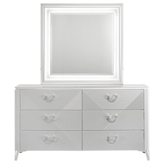 Buckley - 6 Drawer Dresser With Mirror - Gloss White