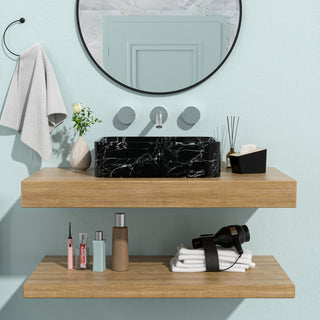 Rectangular Vessel Bathroom Sink - Black / Gray