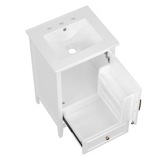 Modern Bathroom Vanity With Sink, Cabinet Storage, Drawer & Adjustable Feet
