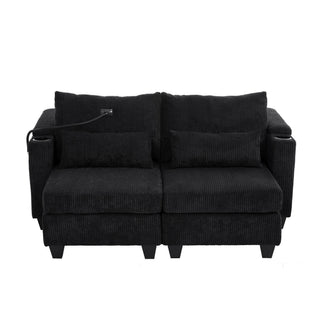 Convertible Chaise Lounge Sofa Chair With USB Ports, Cup Holders, Phone Holder And Storage