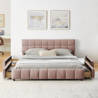 Modern Platform Bed Frame With Thick Fabric