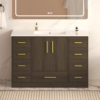 Bathroom Vanity With Abundant Storage 2 Soft Close Doors And 9 Drawers