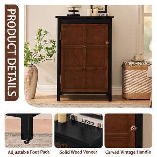 Floor Cabinet With Doors & Adjustable Shelf, Storage Cabinet For Entryway