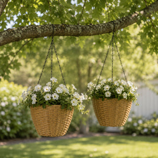 Hanging Planters, Indoor Outdoor Plant Holders (Set of 2) - Brown