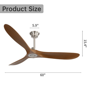 60" Outdoor Ceiling Fan Without Light With Smart App Control - Brushed Nickel