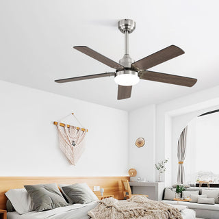 42" Ceiling Fan With Reversible DC Motor, LED Light, 5 Blade Design - Nickel