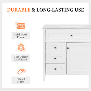Bathroom Vanity With Sink, 3 Drawers & Cabinet With Adjustable Shelves