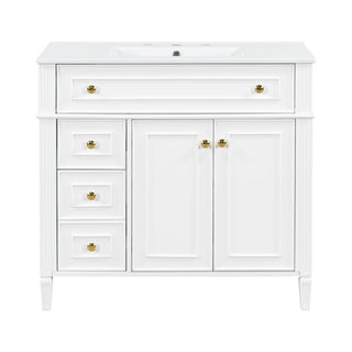 Bathroom Vanity With Sink, 3 Drawers & 2 Soft-Close Doors