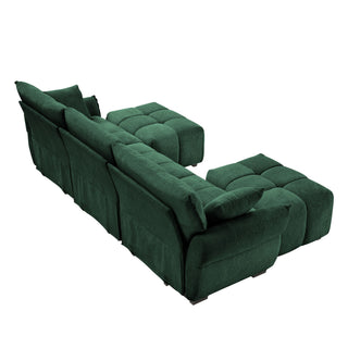 Sofa Set With Ottoman And Pillows, Textured, High Resilience Cushions
