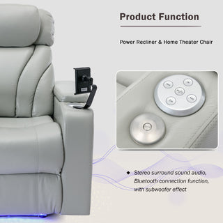 Power Motion Recliner Electric Power Recliner With USB Charging Port, Hidden Arm Storage, Convenient Cup Holder And tooth Speaker