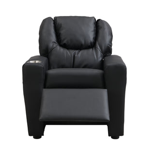 Sally Deluxe Kids Recliner Chair With Cup Holder - Black
