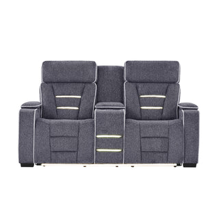 Austin - Console Reclining Loveseat With Storage Arms - Gray