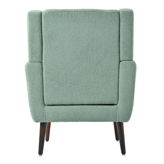 Modern Accent Chair, Teddy Fabric Living Room Chairs Comfy Reading Chair, Mid Century Accent Chair, Lounge Arm Chairs Armchair For Living Room Bedroom - Light Green