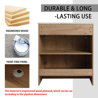 Freestanding Bathroom Vanity & Sink, Storage Cabinets, Soft Closing Doors