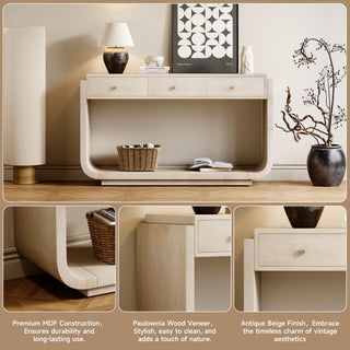 Console Table With 3 Drawers, Display Shelf
