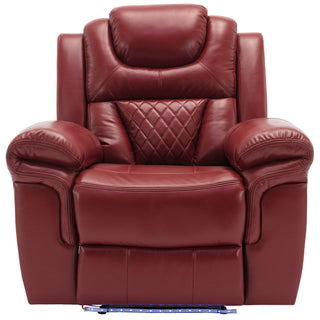 3 Pieces Recliner Sofa Sets Home Theater Seating Manual Recliner Chair With Center Console And LED Light Strip For Living Room