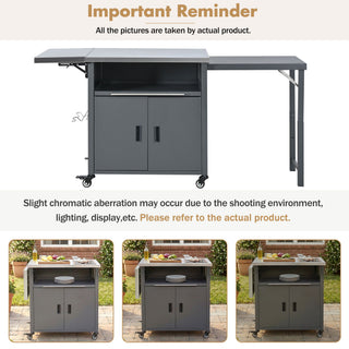 Foldable Outdoor Prep Station BBQ Cart With Trash Rack