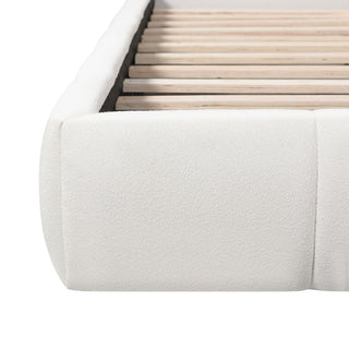 Upholstered Platform Bed Frame With Soft Boucle Headboard