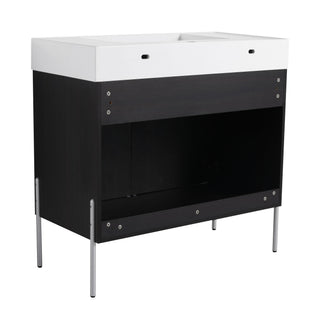 Freestanding Bathroom Vanity With Resin Sink And Storage Cabinet