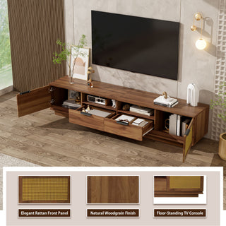 TV Stand With 2 Drawers And Open Shelving - Walnut