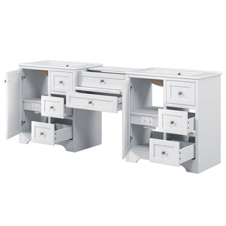 Double Sink Bathroom Vanity With Countertop, 2 Ceramic Sinks, 6 Drawers, Soft Close Design